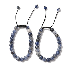 (306FM) Жонкиль матовый с лаймовой подкладкой 8Мм круглые браслеты из натуральной синей яшмы с плетеными бусинами, регулируемые браслеты из нейлонового шнура для женщин и мужчин, внутренний диаметр: 1-7/8~2-7/8 дюйм (4.9~7.3 см)