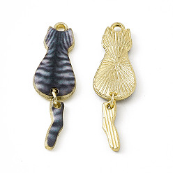 Шифер Серый Подвески из окрашенного сплава, кошачье очарование, без кадмия, без никеля и без свинца, золотые, шифер серый, 34x10x2.4 мм, отверстие : 1.5 мм