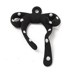 Черный Акриловые подвески краскораспылительные, без свинца, без кадмии и без никеля, бантом прелести, чёрные, 24.5x20x5 мм, отверстие : 1.6 мм