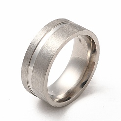 Stainless Steel Color Non-Tarnish 201 Stainless Steel Grooved Finger Ring Settings, Ring Core Blank, for Inlay Ring Jewelry Making, Stainless Steel Color, Inner Diameter: 17mm, Groove: 1.2mm