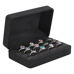 Черный Прямоугольные коробки для хранения колец из искусственной кожи с бархатной внутренней частью, чёрные, 12.6x8x4.7 см