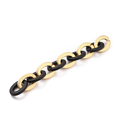 Schwarz Handgefertigte undurchsichtige sprühlackierte Acrylkabelketten, schwarzes Gold, 24x18x4 mm, ca. 39.37 Zoll (1 m)/Strang