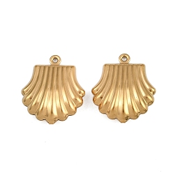Настоящее золото 18K 304 подвески из нержавеющей стали, подвески в форме ракушек, ионное покрытие (ip), реальный 18 k позолоченный, 18.5x16x5 мм, отверстие : 1 мм