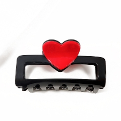 Черный Заколки для волос из пвх, с сердцем, аксессуары для волос для женщин и девочек, чёрные, 89 мм