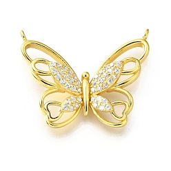 Золотой 925 подвески из стерлингового серебра с прозрачными кубическими цирконами, бабочки прелести, с печатью 925, золотые, 20.5x26.5x4.5 мм, отверстие : 1.4 мм