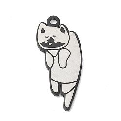 Black 304 Stainless Steel Pendants, Cat Shape Charms, Polishing, Ion Plating(IP), Black, 28.5x12.5x1.5mm, Hole: 1.9mm