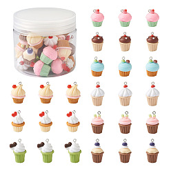 (52) Непрозрачная лаванда 36 шт 9 стили подвески из непрозрачной смолы, с платиновыми тоновыми железными петлями, имитация еды, кекс, разноцветные, 21~28x14~19 мм, отверстие : 2 мм, 4 шт / стиль