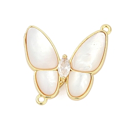Настоящее золото 18K Латунное микропейв, прозрачный кубический цирконий, складные застежки, без кадмия, без никеля и без свинца, с оболочкой, бабочка, реальный 18 k позолоченный, 26x24.5x10 мм, отверстие : 1.4 мм