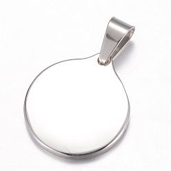Stainless Steel Color Tarnish Resistant 304 Stainless Steel Pendants, Blank Stamping Tag, Flat Round, Stainless Steel Color, 26x23x2.5mm, Hole: 9x5mm