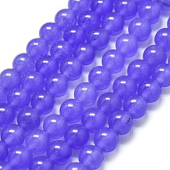 Средний Фиолетовый Натуральный Malaysia нефритовые бусы пряди, окрашенная и подогревом, круглые, средне фиолетовый, 6~6.5 мм, отверстие : 1 мм, около 60~62 шт / нитка, 14.96 дюйм (38 см)