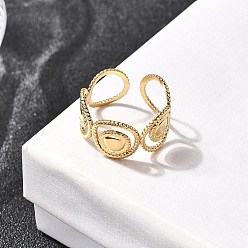 Настоящее золото 18K 304 открытые манжеты из нержавеющей стали, круглые, ионное покрытие (ip), реальный 18 k позолоченный, 11 мм, внутренний диаметр: регулируемый