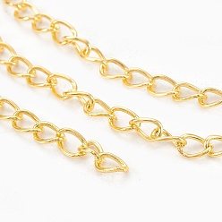Golden Iron Twisted Chains, Unwelded, with Spool, Oval, Golden, 5x3.5x0.7mm, about 328.08 Feet(100m)/roll