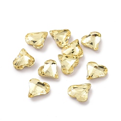 Нарцисс Стеклянные стразы кабошоны, заостренная спина и посеребренная спинка, сердце, бледно-желтый цвет, 8x8x3 мм