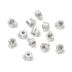 Plaqué Platine Véritable Perles à sertir en laiton shegrace, colonne, sans cadmium et sans nickel et sans plomb, plaqué longue durée, Platine plaqué, 3x2.5x2mm, Trou: 0.6mm
