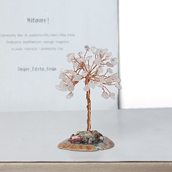 Розовый Кварц Крошка из натурального розового кварца украшение дерево жизни, Медная проволока, энергетический камень по фен-шуй, подарок для украшения домашнего рабочего стола, 90 мм