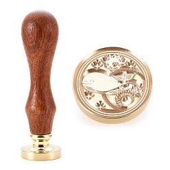Whale Brass Wax Sealing Stamp, with Wood Handle for Post Decoration DIY Card Making, Whale Pattern, 89.5x25.5mm