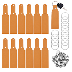 Orange DIY Leather Keychain Making Kits, Orange, 130x30x1.8mm, Hole: 2.5mm