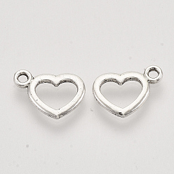 Античное Серебро Подвески из сплава в тибетском стиле, сердце, без кадмия и без свинца, античное серебро, 9x12.5x1.5 мм, Отверстие : 1.5 мм , около 1560 шт / 1000 г