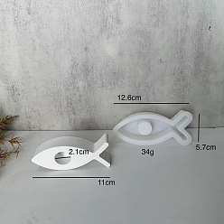 Белый Рыба подсвечник силуэт силиконовые формы, для изготовления свечей, белые, 55x128x27 мм