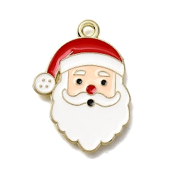 Santa Claus Подвески из эмали и сплава, золотые, Рождественская серия, Дед Мороз, 25x18x1 мм, отверстие : 1.6 мм