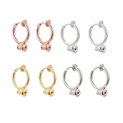 Couleur Mélangete 8 pcs 4 couleurs en laiton à clipser boucles d'oreilles convertisseurs conclusions, pour oreilles non percées, couleur mixte, 18x13mm, Trou: 0.8mm, 2 pcs / couleur, 8 pcs / boîte