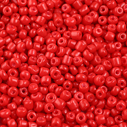 Red Baking Paint Glass Seed Beads, Red, 6/0, 4~5x3~4mm, Hole: 1~2mm, about 4500pcs/bag