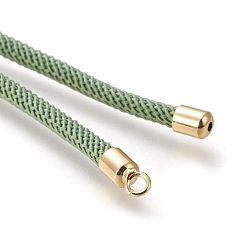 Dark Sea Green Nylon Twisted Cord Bracelet Making, Slider Bracelet Making, with Eco-Friendly Brass Findings, Round, Golden, Dark Sea Green, 8.66~9.06 inch(22~23cm), Hole: 2.8mm, Single Chain Length: about 4.33~4.53 inch(11~11.5cm)