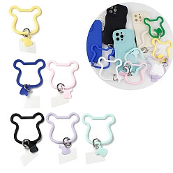 Mixed Color Silicone Cattle Head Loop Phone Lanyard, Wrist Lanyard Strap with Plastic & Alloy Keychain Holder, Mixed Color, 20.6cm