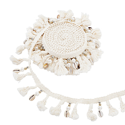 Белый 5 кружевная отделка из хлопка в ярдах, с оболочки подвески, белые, 1-3/4 дюйм (45 мм)