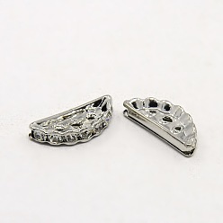 Платина  Горный хрусталь "Ближний Восток", 7 шт прозрачный бисер стразы, латунь, платиновый цвет, без никеля , шириной около 7 мм, 19 мм длиной, 3 мм в толщину , отверстие: 1.2 мм, 3 отверстия