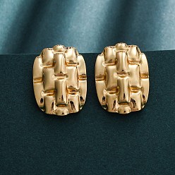 Настоящее золото 18K 304 серьги-гвоздики из нержавеющей стали для женщин, ионное покрытие (ip), овальные, реальный 18 k позолоченный, 28x19.7 мм