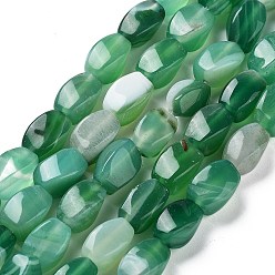 Морско-зеленый Натуральные полосатые агатовые бусы, окрашенная и подогревом, твист, цвета морской волны, 12x8x8 мм, отверстие : 1.2 мм, около 33 шт / нитка, 16.34'' (41.5 см)