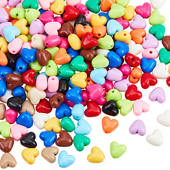 (52) Непрозрачная лаванда 240шт. 8 пакетики непрозрачных акриловых бусин, сердце, разноцветные, 10x10.5x7 мм, отверстие : 1.8 мм, 30 шт / пакет