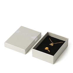 Гейнсборо Подарочные коробки для хранения бумажных ювелирных изделий с бантом и принтом, прямоугольные, светло-серые, 9x7x3 см