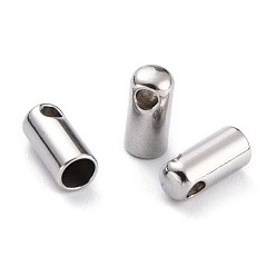 Нержавеющая Сталь Цвет Устойчивы к потускнению 304 наконечники шнура из нержавеющей стали, Торцевые крышки, цвет нержавеющей стали, 8x3.8 мм, отверстие : 1.5 мм, внутренний диаметр: 3 мм