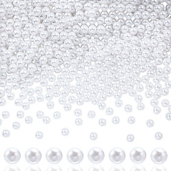Белый Абс пластиковые жемчужные бисера, без отверстия , круглые, белые, 8 мм, 1500 шт / комплект