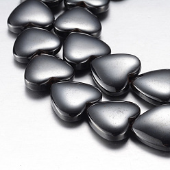 Естественный Цвет Оригинальные магнитные синтетические гематитовые нити, класс А, сердце, первоначальный цвет, 12x12x4 мм, отверстие : 1 мм, около 37 шт / нитка, 15.7 дюйм (40 см)