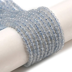 Aquamarine Natural Aquamarine Beads Strands, Faceted, Round, 2mm, Hole: 0.5mm, about 215~218pcs/strand, 15.08~15.35 inch(38.3~39cm)