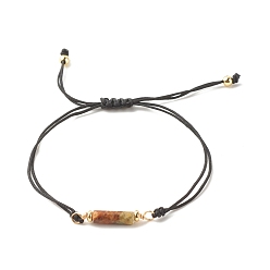 Сиена Регулируемые браслеты из бисера из натурального нефрита для женщин, с латунной фурнитурой , цвет охры, 3-3/8 дюйм (8.6 см), 2 мм