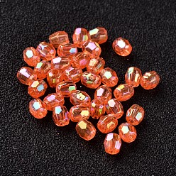 Темно-Оранжевый Экологически чистые прозрачные акриловые бусины с цветным покрытием ab, граненые, темно-оранжевый, 4x4 мм, отверстие : 1 мм, Около 13333 шт / 500 г