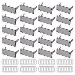 Черный Цвет Металла 20шт. декоративные застежки для прямоугольных сумок из цинкового сплава, штамповка пустых тегов, с железными прокладками, металлический черный , 25x12.5x15.5 мм