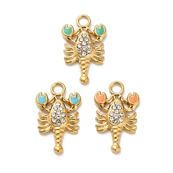 (52) Непрозрачная лаванда 304 из нержавеющей стали горный хрусталь подвески, омар, с эмалью, ионное покрытие (ip), реальный 18 k позолоченный, разноцветные, 19.5x12x3 мм, отверстие : 2.5 мм