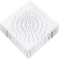 Clair Châssis transparent en acrylique, Sqaure, 85-trou, avec de la colle stickers, clair, 10x10x1.7 cm, trou: 0.2 cm
