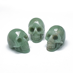 Зеленый Авантюрин Натуральные зеленые авантюрные дисплеи, череп, 36~41x28~33x43~50 мм