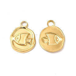 Настоящее золото 18K Ионное покрытие (ip) 304 подвески из нержавеющей стали, рыбы прелести, реальный 18 k позолоченный, 16.5x12.5x2 мм, отверстие : 2.5 мм