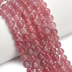 Розовый Кварц Природного розового кварца нитей бисера, круглые, круглые, 6 мм, отверстие : 1 мм, около 62 шт / нитка, 15.75 дюйм (40 см)