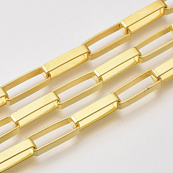 Золотой Цепи из несваренного железа, Плоско-овальные, тянутые удлиненные кабельные цепи, с катушкой, золотые, 19x7x4 мм, около 32.8 футов (10 м) / рулон