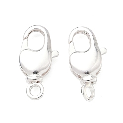 Посеребрённый Карабин-лобстеры, латунные, долговечный, без свинца и без кадмия, стойки покрытие, 925 серебро покрытием, 17.5x9x3.5 мм, отверстие : 2 мм