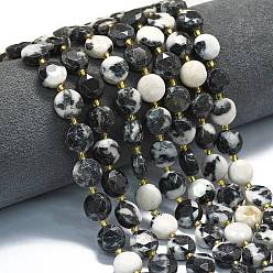 Джаспер Зебра Природные зебры яшмы бисер нитей, граненый шестиугольный разрез, плоско-круглые, с бисером, 10~10.5x6 мм, отверстие : 1.1 мм, около 31~32 шт / нитка, 15.35''~15.55'' (39~39.5 см)