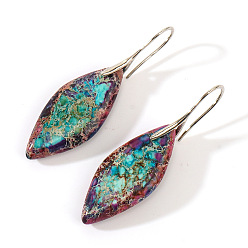 Зеленый Богемный стиль 304 серьги-подвески из нержавеющей стали с императорским камнем, лошадиный глаз , платина, зелёные, 51x15 мм